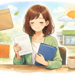 書類を女性が持っているイラスト