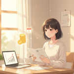 書類を女性が持っているイラスト