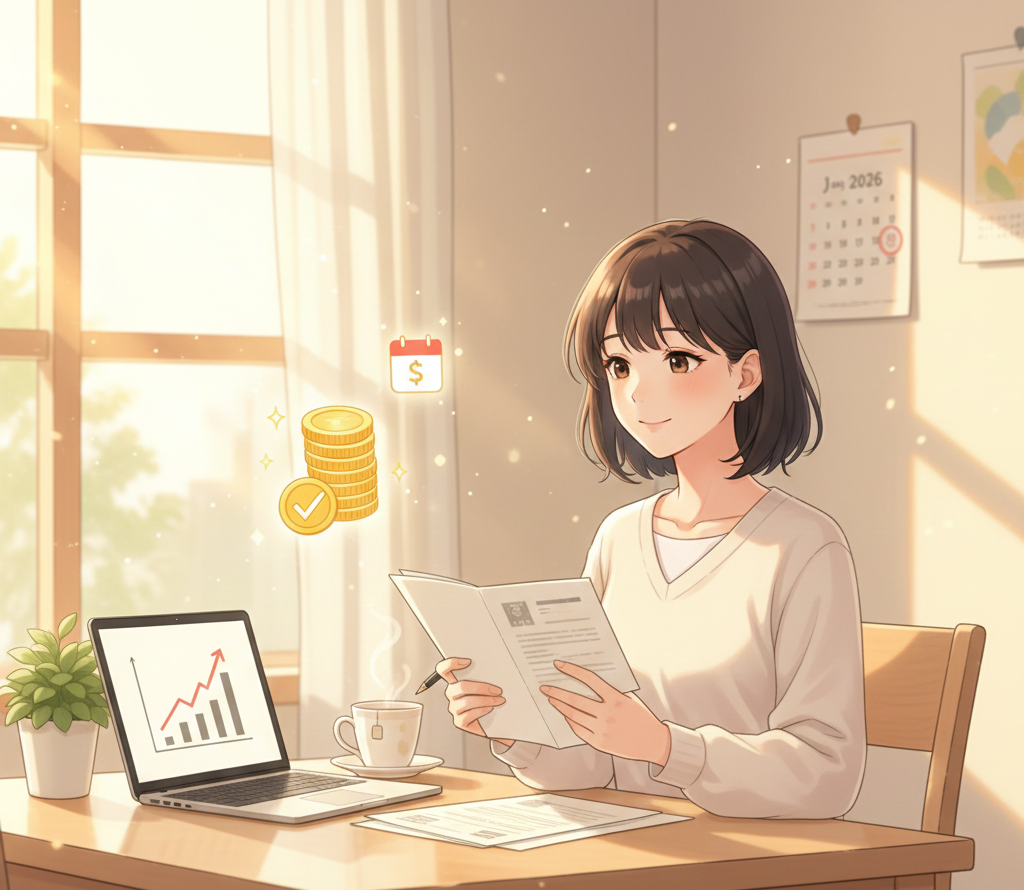 書類を女性が持っているイラスト