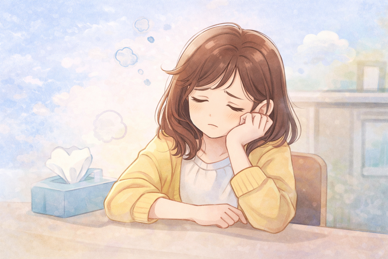 肘をついている女の子